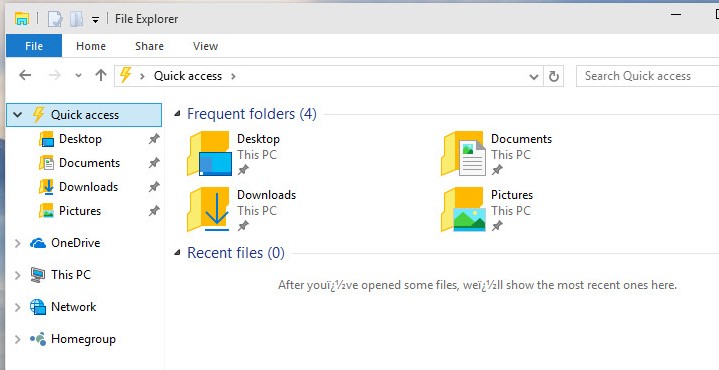 Windows 10 file explorer